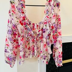 NWT Floral Ruffle Top